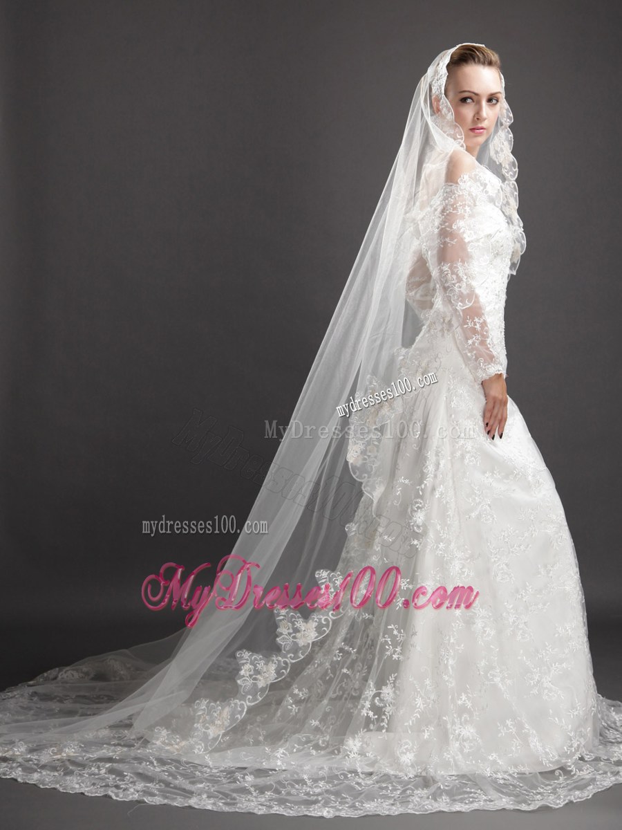 Perfect Lace Appliques Tulle Graceful Wedding Veil