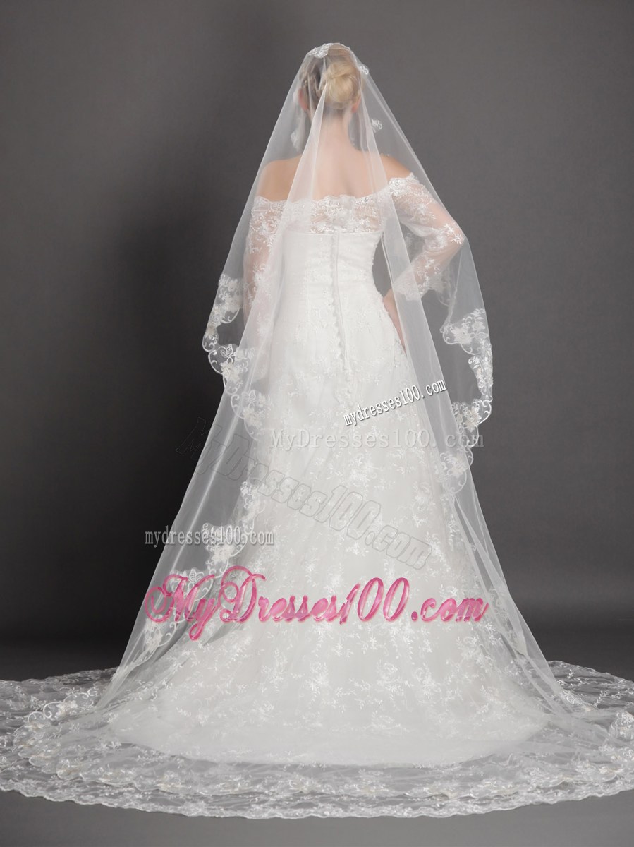 Perfect Lace Appliques Tulle Graceful Wedding Veil