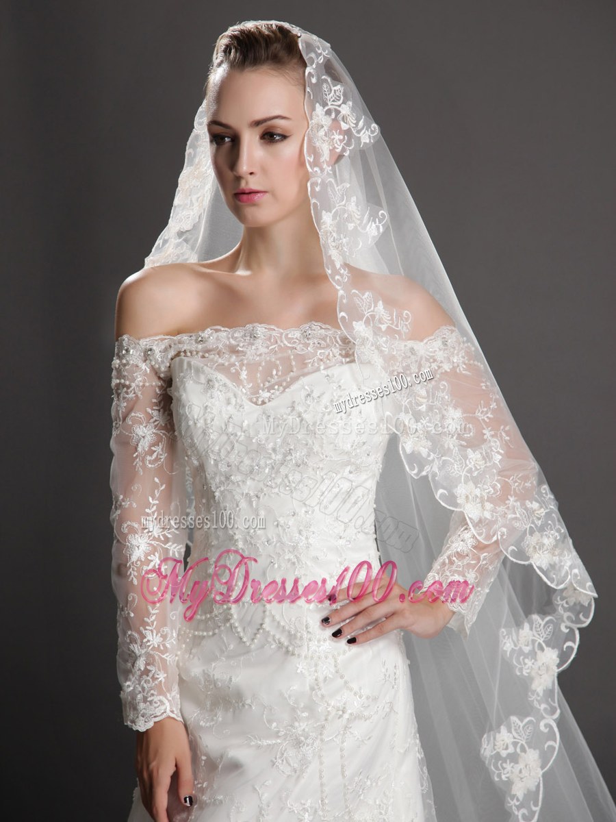 Perfect Lace Appliques Tulle Graceful Wedding Veil