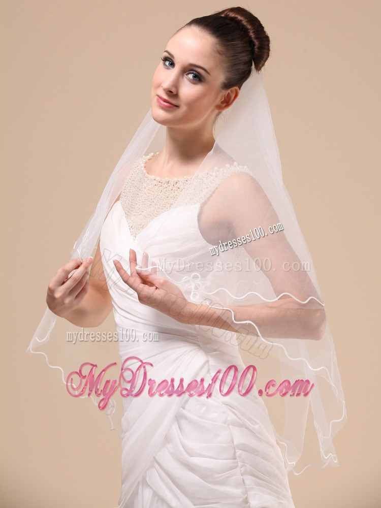 Royal Discount Tulle Ribbon Edge Bridal Veil For Wedding