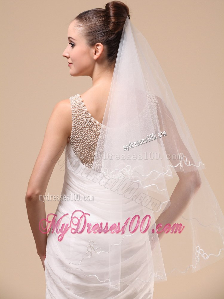 Royal Discount Tulle Ribbon Edge Bridal Veil For Wedding