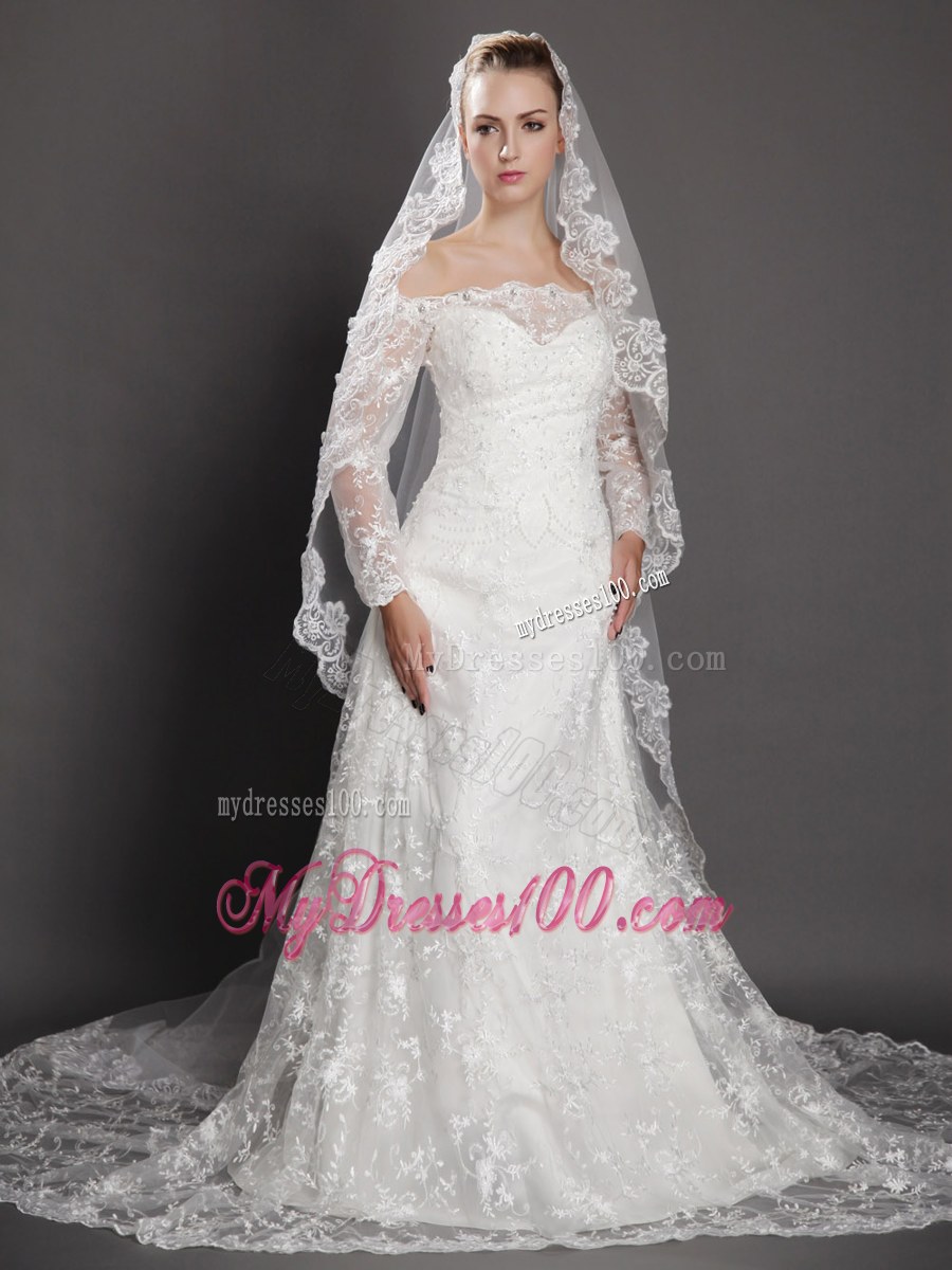 Royal Lace Appliques Tulle Bridal Veil