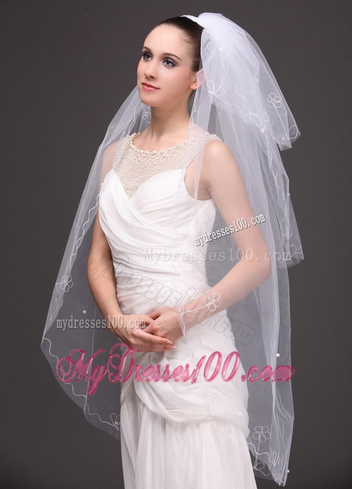 Three-tier Tulle With Embroidery Bridal Veil