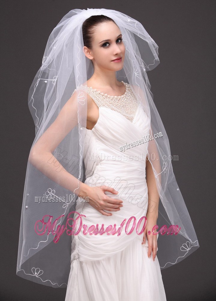 Three-tier Tulle With Embroidery Bridal Veil