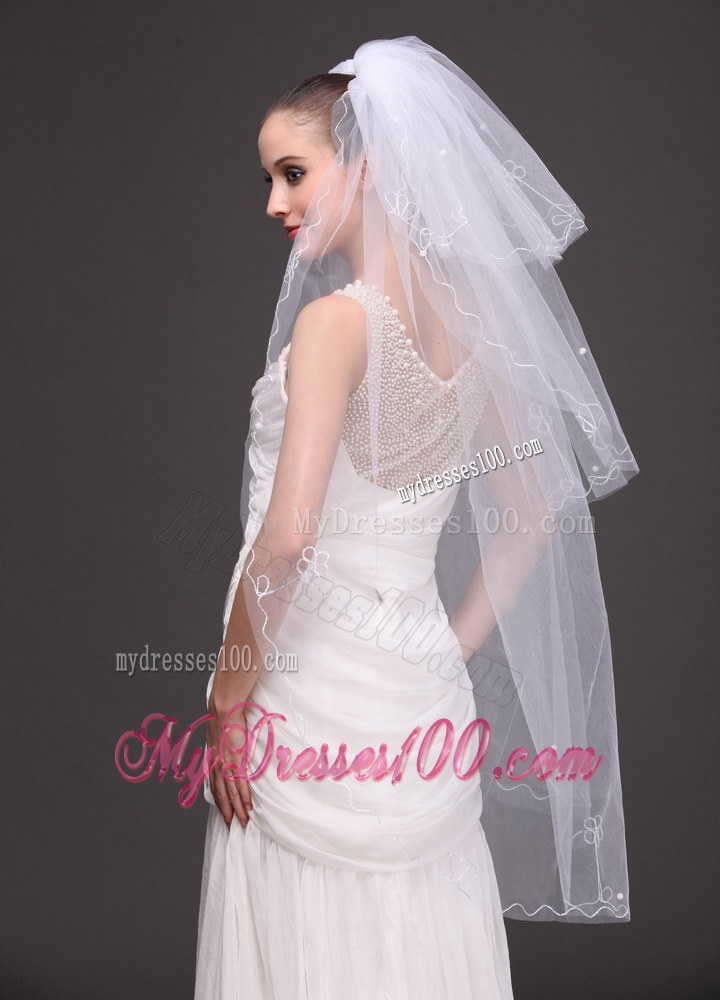 Three-tier Tulle With Embroidery Bridal Veil