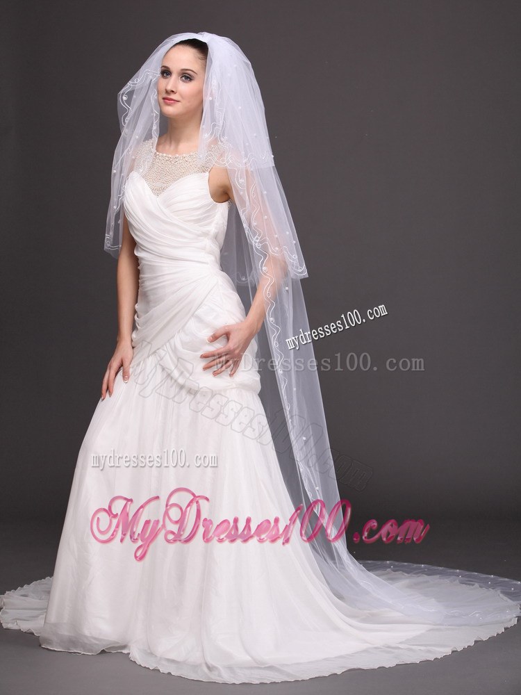 Three-tier and Embroidery Bridal Veils For Wedding
