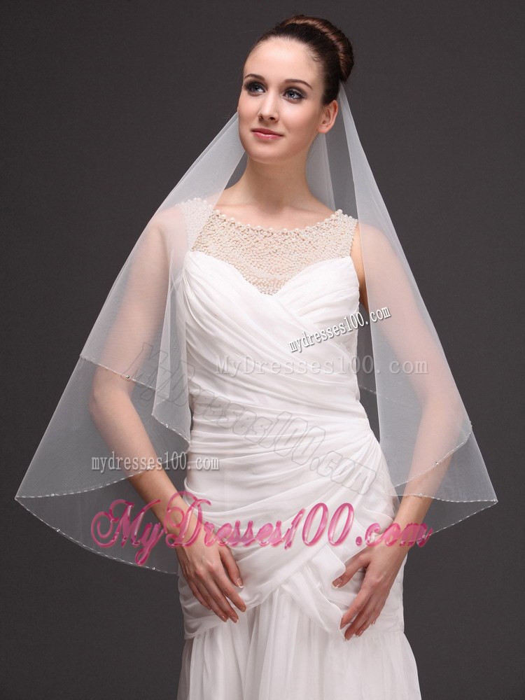 Tulle Two-tier With Beading For Wedding