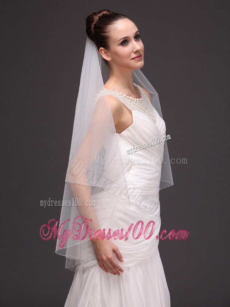 Tulle Two-tier With Beading For Wedding