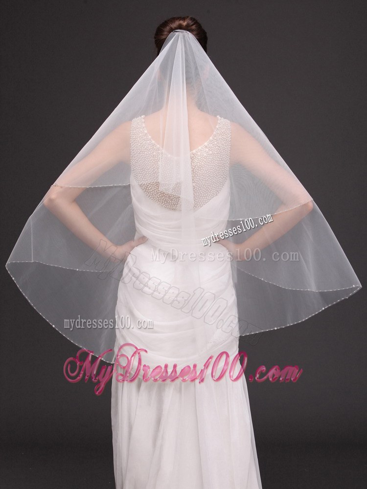 Tulle Two-tier With Beading For Wedding