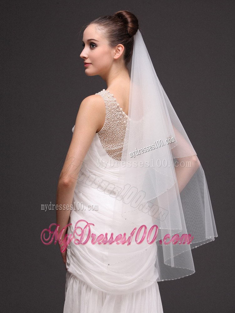 Tulle Two-tier With Beading For Wedding