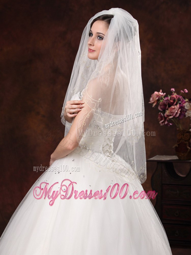 Two-Layers Embroidery Tulle Stylish Wedding Veils