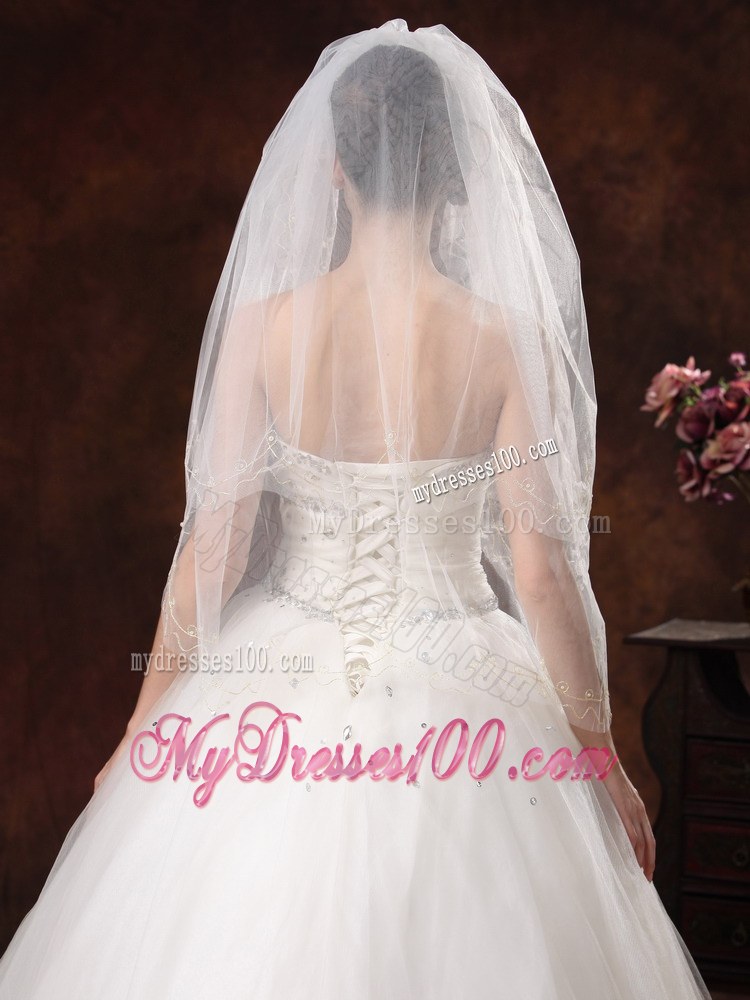 Two-Layers Embroidery Tulle Stylish Wedding Veils