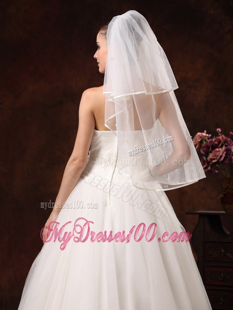 Two Layers Tulle Elbow Length Popular Wedding Veil
