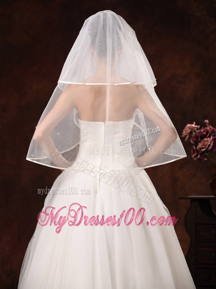 Two Layers Tulle Elbow Length Popular Wedding Veil