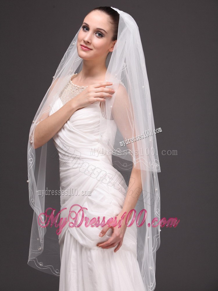 Two-tier Fingertip Wedding Bridal Veil For Wedding Party