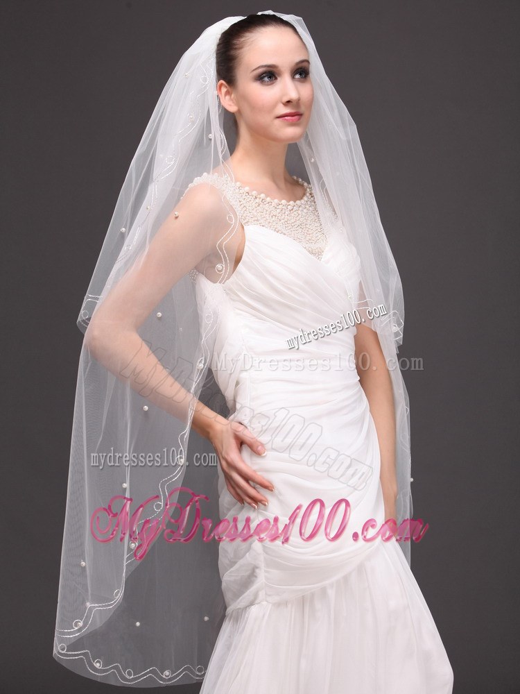 Two-tier Fingertip Wedding Bridal Veil For Wedding Party
