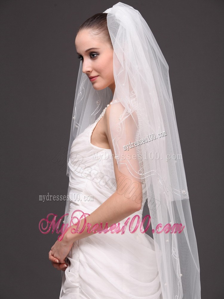 Two-tier Fingertip Wedding Bridal Veil For Wedding Party