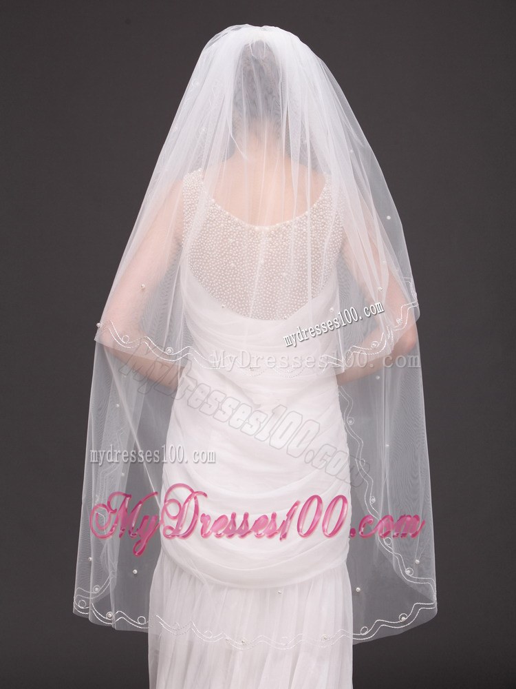 Two-tier Fingertip Wedding Bridal Veil For Wedding Party