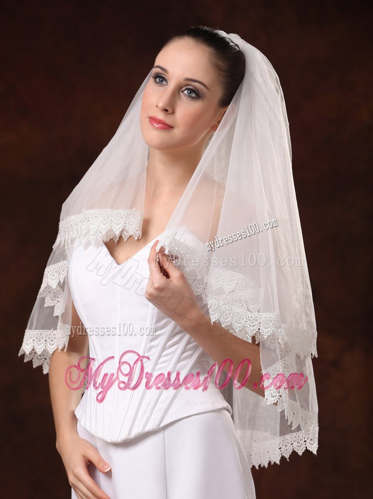Two-tier Lace Edge And Tulle For Wedding