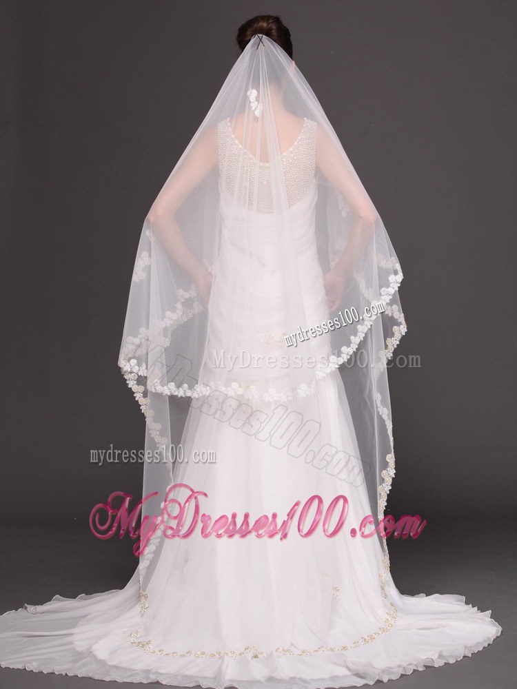 Two-tier Lace For Bridal Veil For Wedding