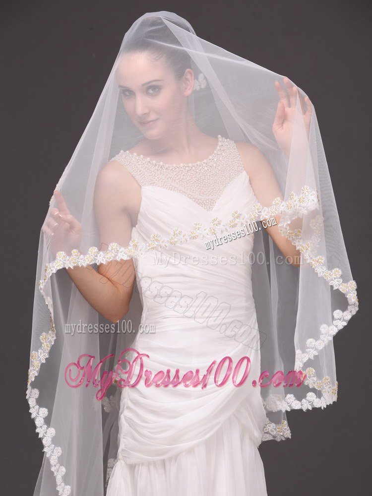 Two-tier Lace For Bridal Veil For Wedding