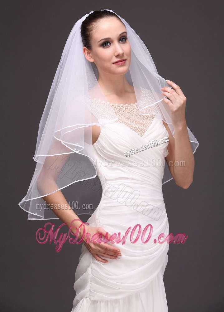 Two-tier Tulle Ribbon Edge Wedding Veil On Sale
