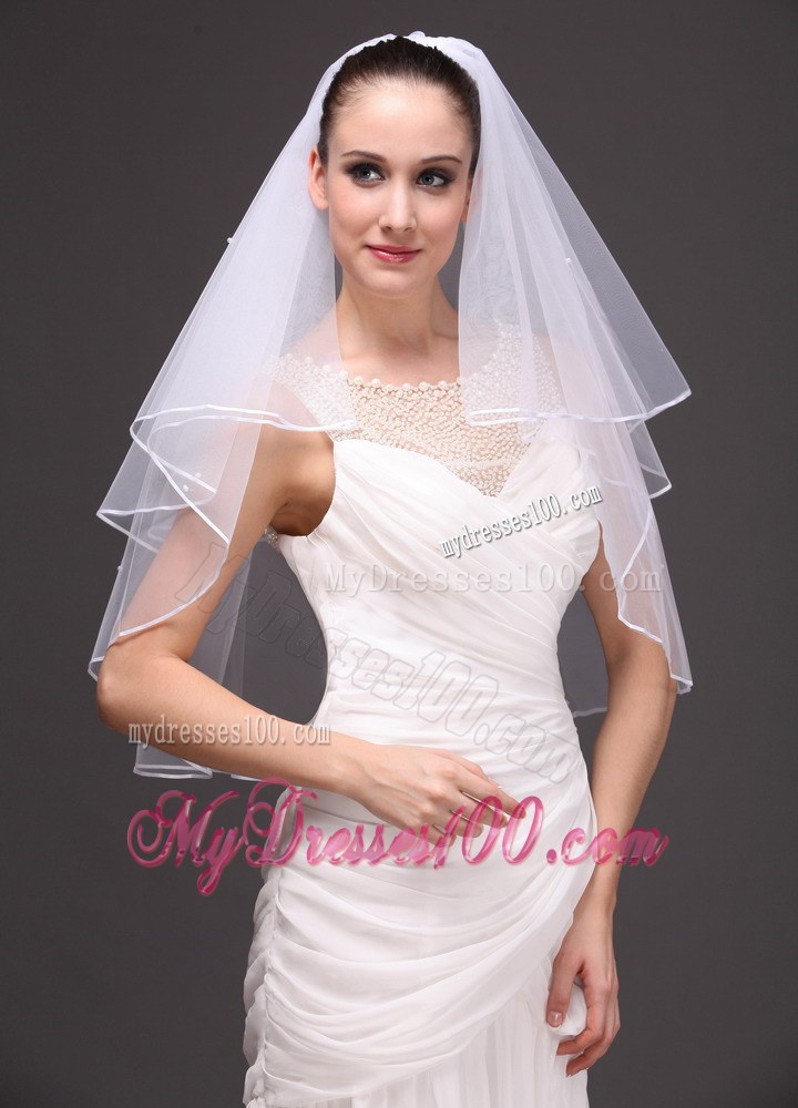 Two-tier Tulle Ribbon Edge Wedding Veil On Sale