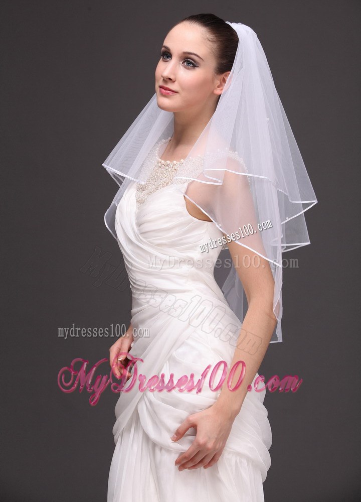 Two-tier Tulle Ribbon Edge Wedding Veil On Sale