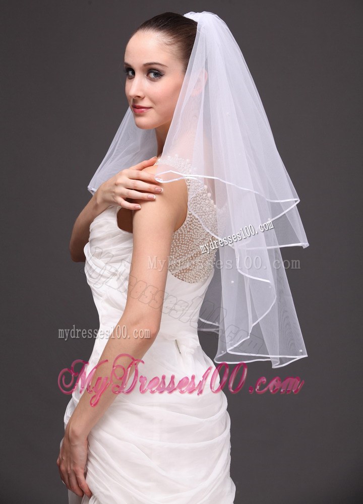 Two-tier Tulle Ribbon Edge Wedding Veil On Sale