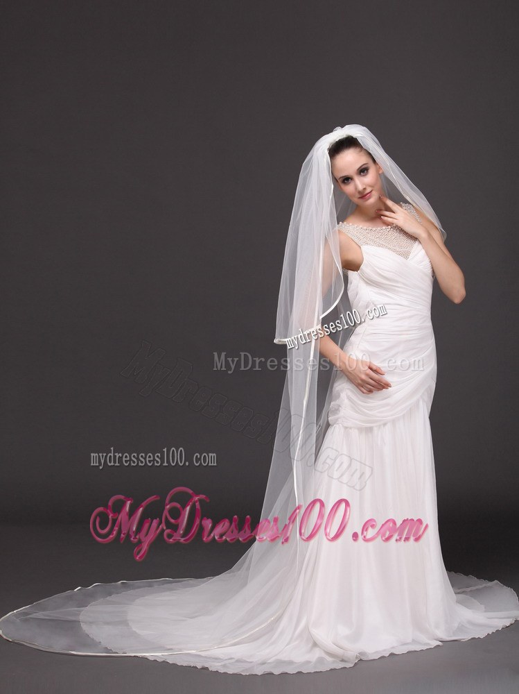 Two-tier Tulle White Chapel-length Bridal Veils