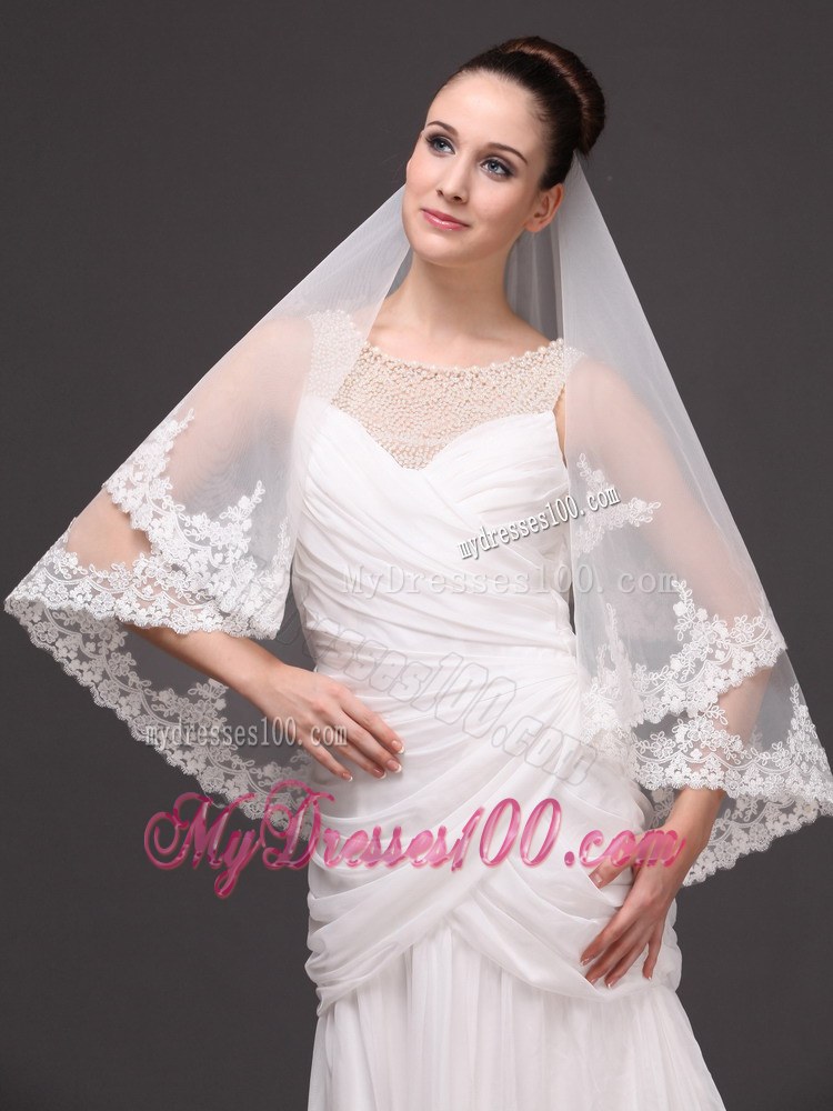 Two-tier Tulle With Appliques Elbow Length Veil