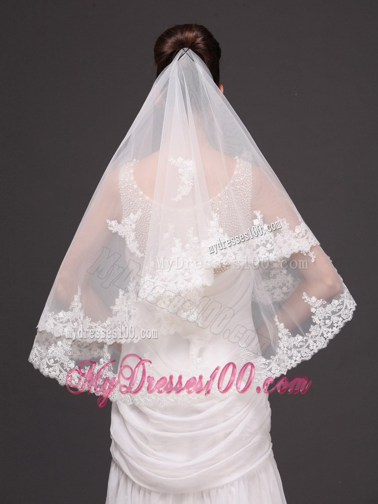 Two-tier Tulle With Appliques Elbow Length Veil