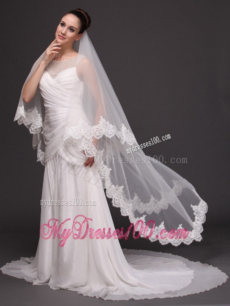 Two-tier Tulle With Lace For Wedding