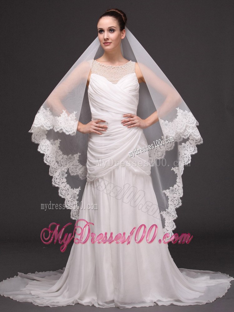 Two-tier Tulle With Lace For Wedding