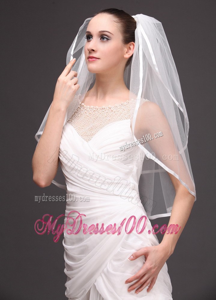 Two-tier Tulle With Ribbon Edge Wedding Veil