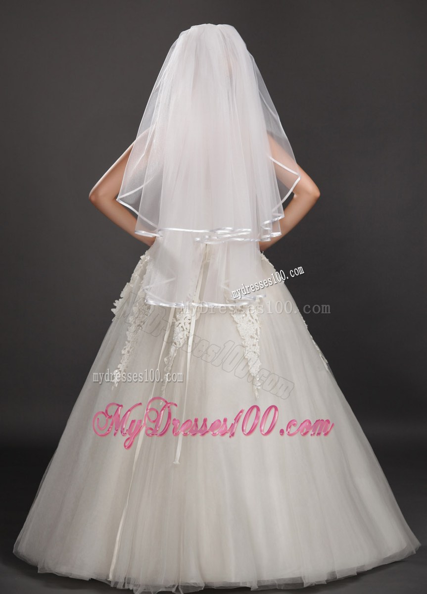 Two-tier Tulle With Ribbon Edge Wedding Veil