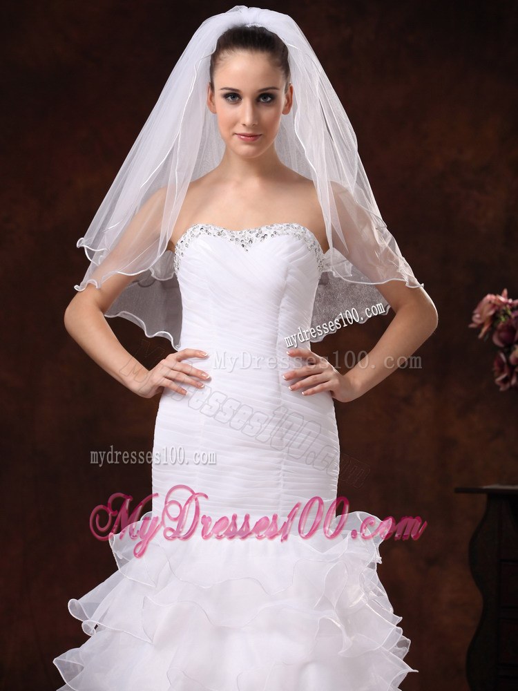 Tulle Ribbon Edge Bridal Veil For Wedding