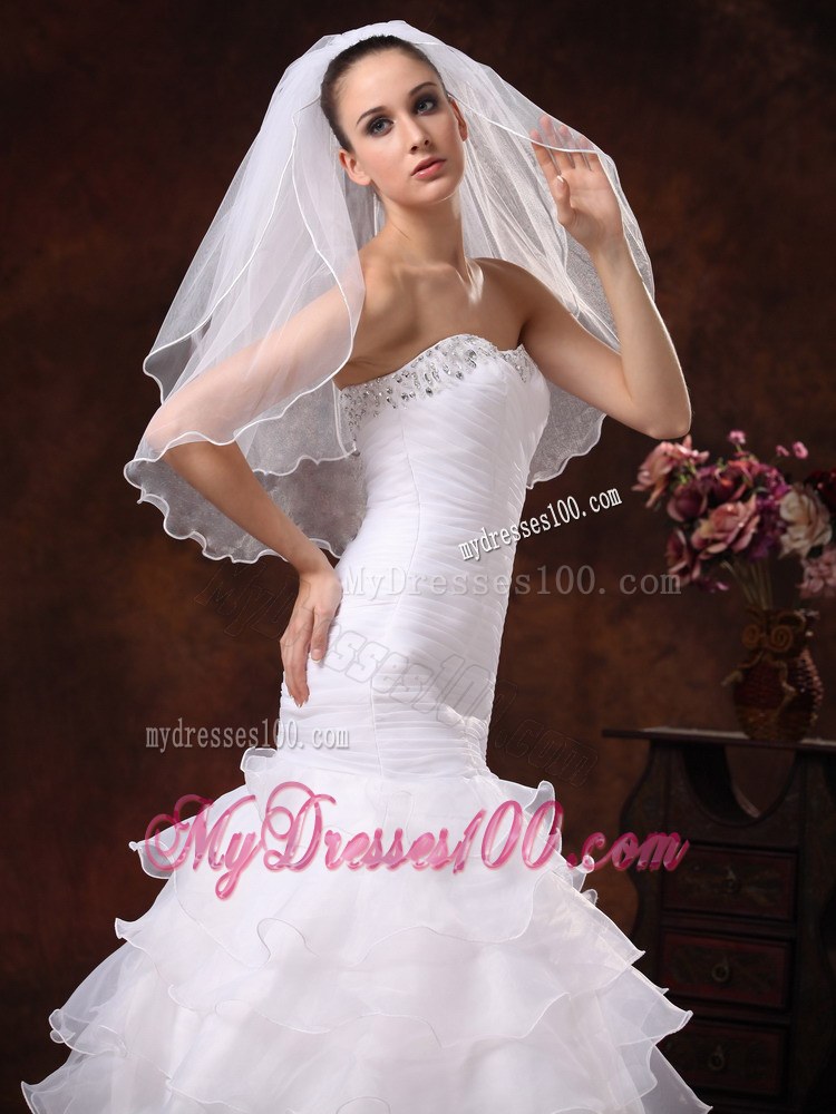 Tulle Ribbon Edge Bridal Veil For Wedding