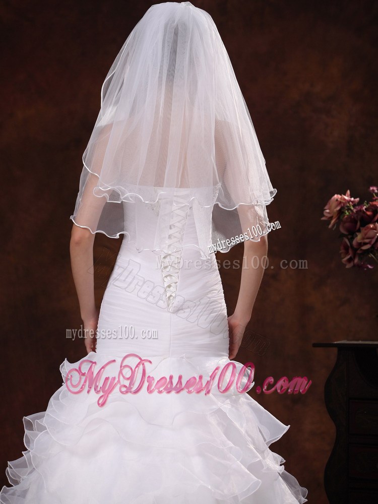Tulle Ribbon Edge Bridal Veil For Wedding