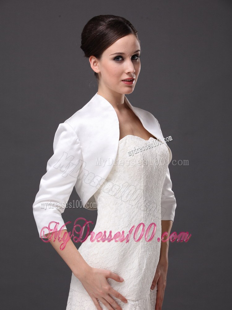 1/2 Sleeves Classical High-neck Satin Jacket For Wedding and Other Occasion