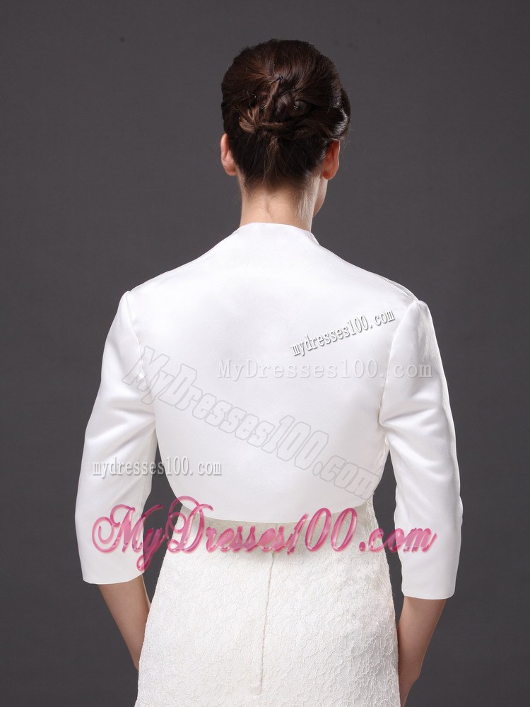 1/2 Sleeves Classical High-neck Satin Jacket For Wedding and Other Occasion