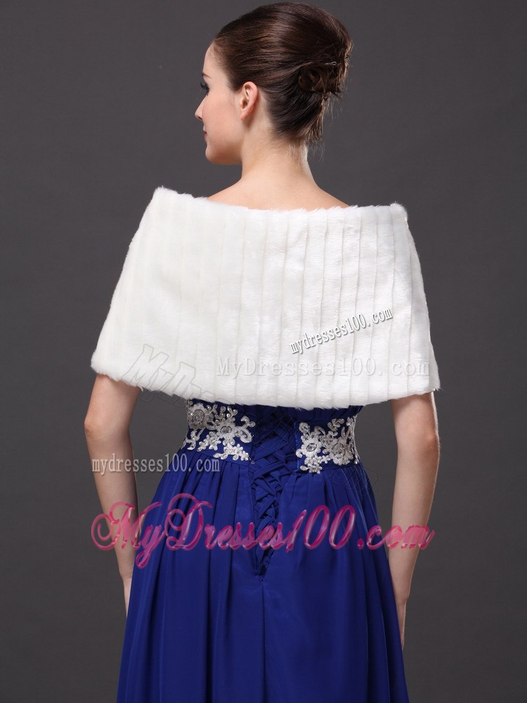 Beautiful Faux Fur Wedding V-Neck Party / Prom / Cocktail Wraps White