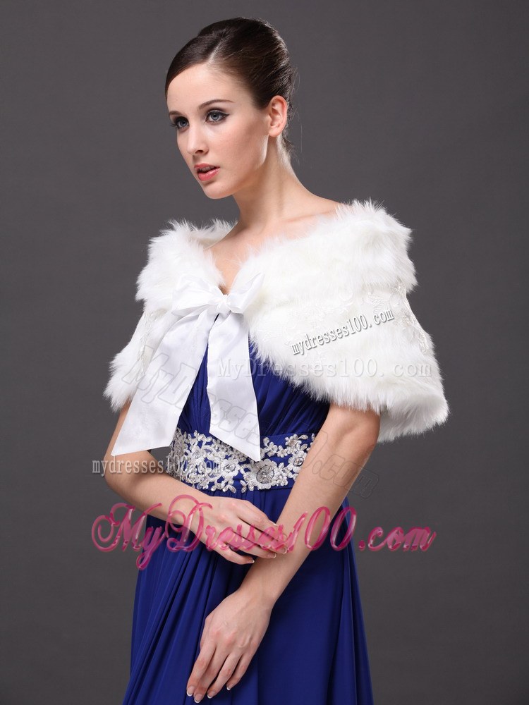 Bowknot V-Neck Faux Fur Formal Occasions Wraps / Shawls