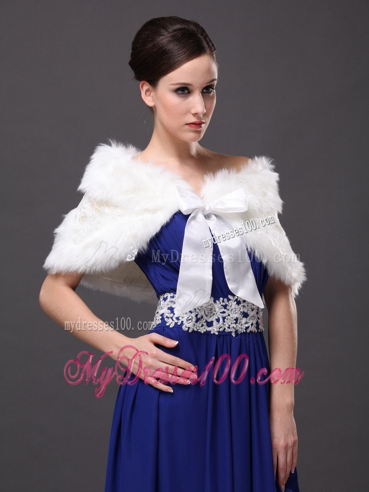 Bowknot V-Neck Faux Fur Formal Occasions Wraps / Shawls