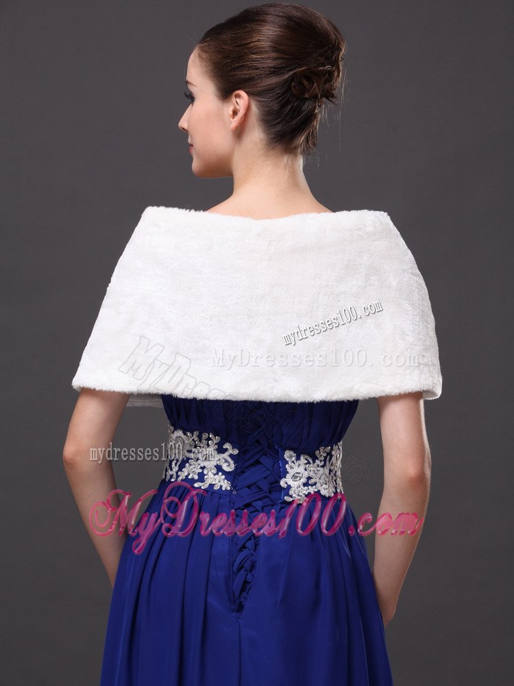 Faux Fur Fashionable V-Neck White Wedding Party and Prom or Cocktail Wedding Wrap