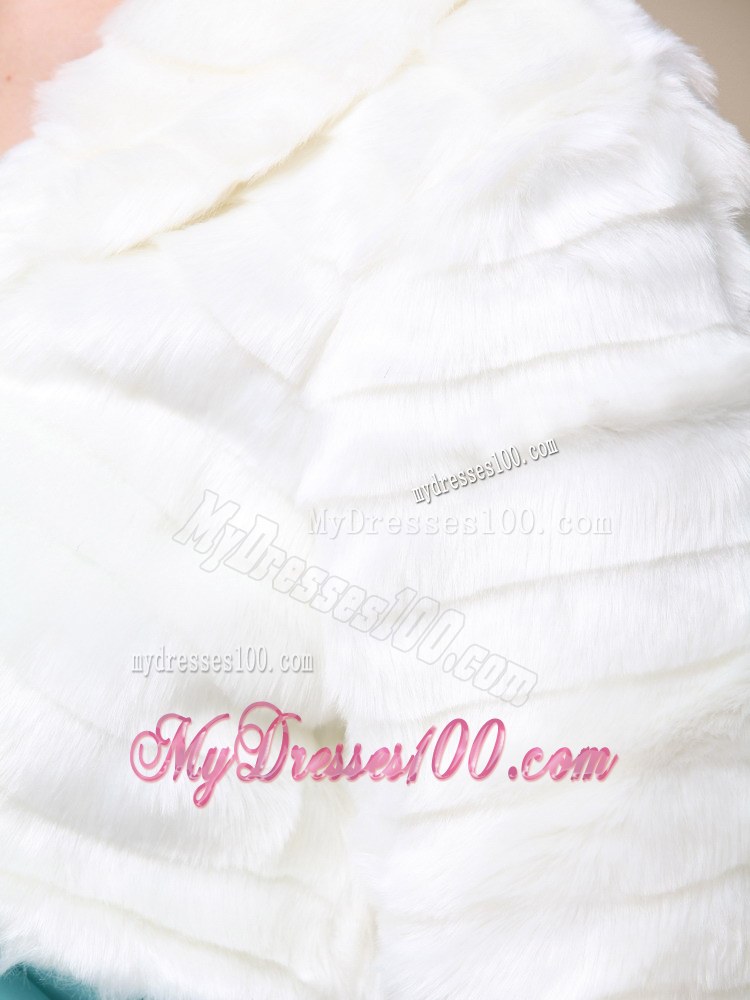 Faux Fur Special Occasion / Wedding Jacket In Ivory With 1/2 Length Sleeves