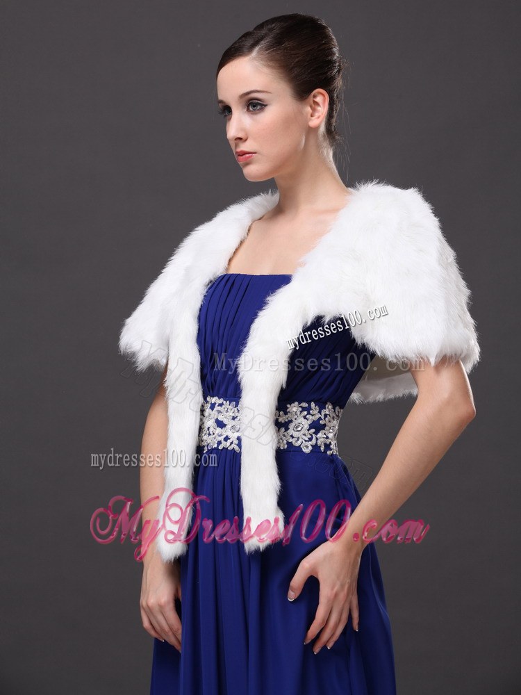 Faux Fur Wedding Affordable Short Sleeves Prom And Wedding Party Jacket White