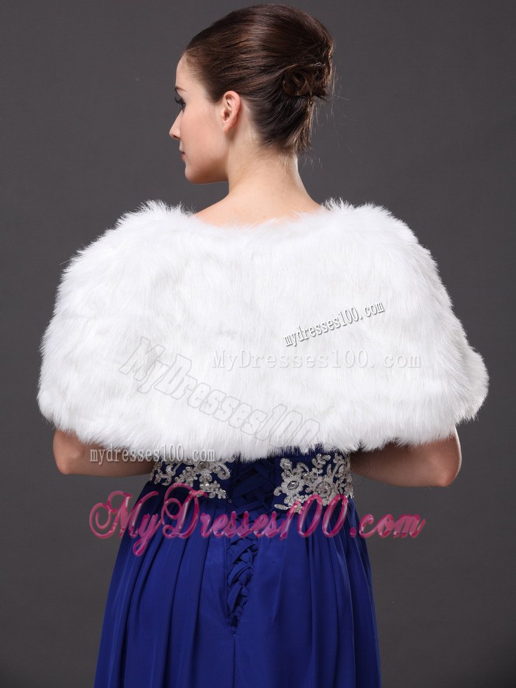 Faux Fur Wedding Affordable Short Sleeves Prom And Wedding Party Jacket White