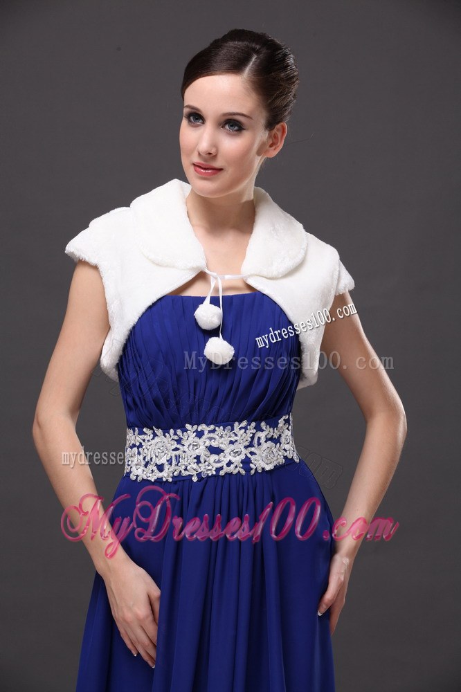 Faux Fur Wedding Affordable Short Sleeves V-Neck Prom And Wedding Party Jacket White
