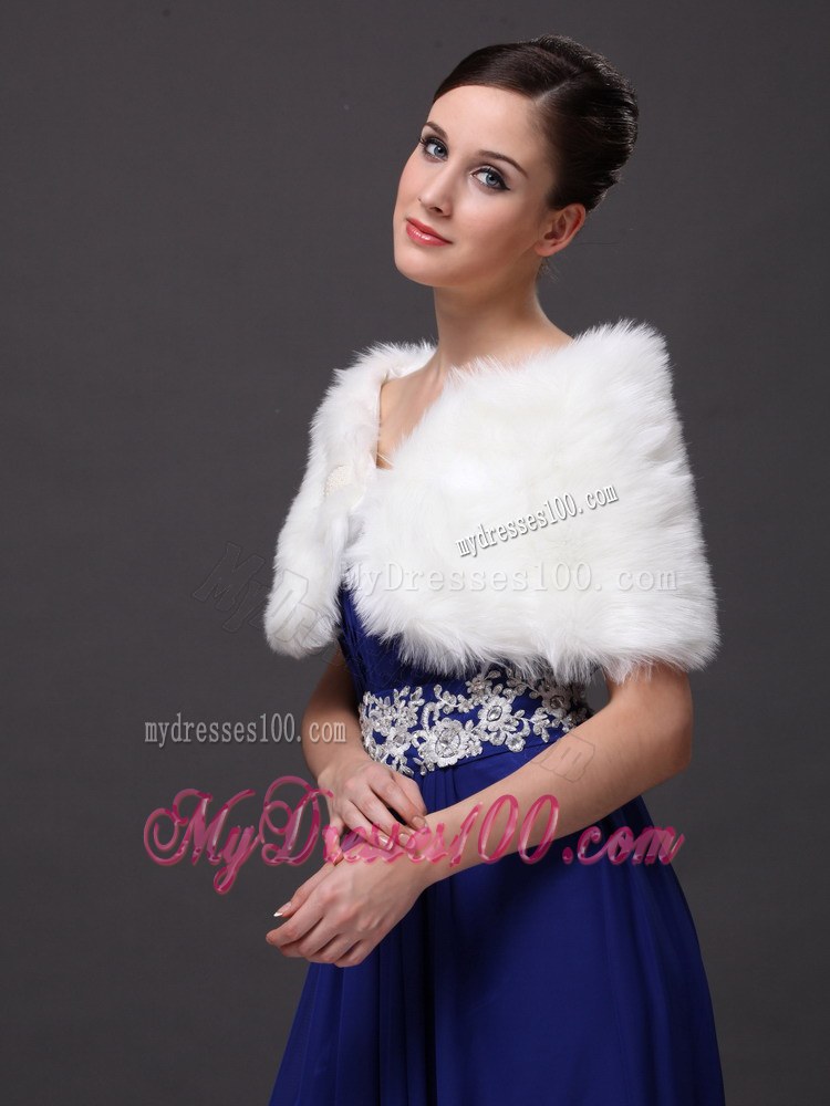 Front Closure and Faux Fur For Wedding / Special Occasion Shawl